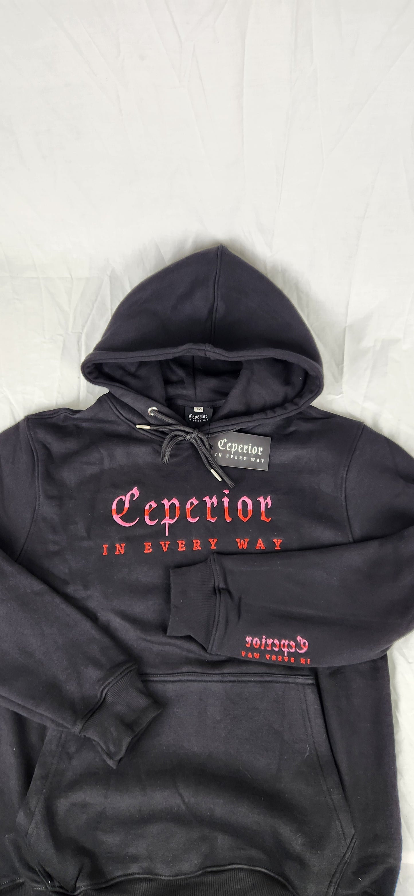 Pink/Red ON BLACK Logo Hoodie