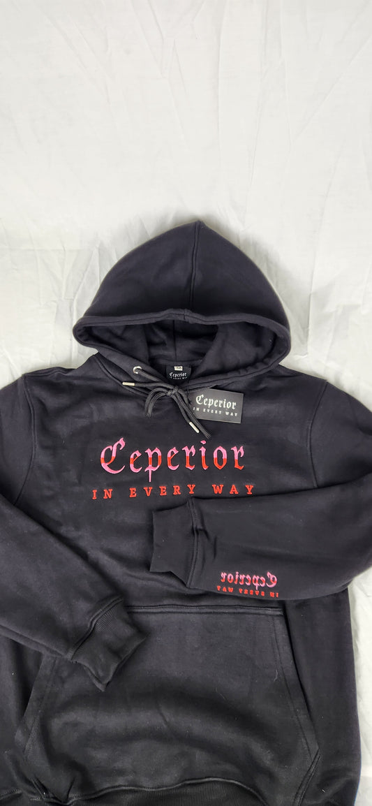 Pink/Red ON BLACK Logo Hoodie